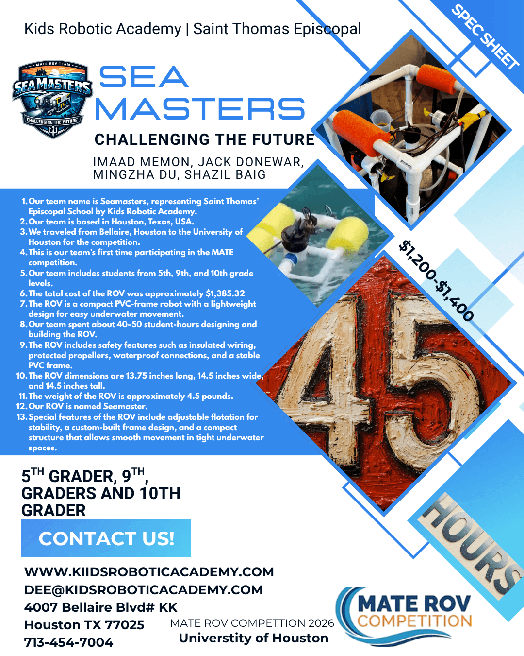 Sea Masters · MATE ROV 2026 cover